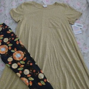 NWT Small LuLaRoe Yellow Carly with OS Leggings
